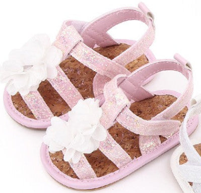 Sandalias rosado con blanco